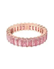 [Swarovski] Matrix Ring Baguette Cut Rose Gold-Tone Plated in Pink