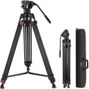NEEWER 74" Pro Video Tripod with Fluid Head, QR Plate Compatible with DJI RS Gim