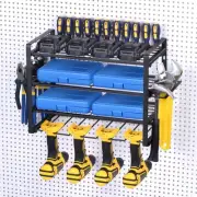 Power Tool Organizer 4 Layers 4 Drill Storage Racks Wall Mount Style Garage Tool