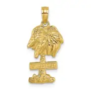 14k 14kt Yellow Gold St. George Palm Tree Charm PENDANT 24.45 mm X 11.7 mm