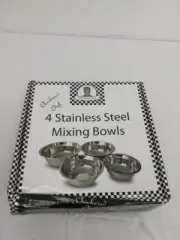 Checkered Chef Stainless Steel Metal Mixing Bowl Set, 4 Metal Prep Bowls.