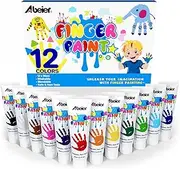 ABEIER Children's Finger Paints, Non-Toxic, Washable, 12 x 36 ml, Washable Toddler Finger Paints, Child Colour for Prints, Safe Painting Accessories for Nursery School Early Learning at Home