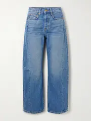 [B SIDES] B SIDES - Slim Lasso Mid-rise Barrel-leg Jeans - Mid denim - 30 30 Blue