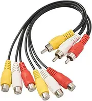 3RCA Male to Dual 3RCA Female Splitter Converter Cable Audio Video AV Adapter Cord for TV DVD Player (25CM)