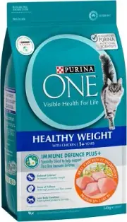 PURINA One Cat Adult Dry Food Healthy Weight Chicken 1.4kg Immune Defence Plus+