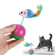 1pc Pet Tumbler Mouse Toy - Interactive Plush & Feather Wand for Cats - NEW
