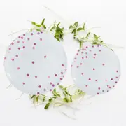 Premium Plastic Plates - New Pink Dots 20pk