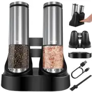 Electric Salt and Pepper Grinder Set USB Rechargeable, Upgraded External Adju...