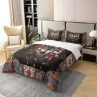 Duvet Cover,Tribal Watercolor Flowers Abstract Geometry Floral