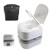 Portable Camping Toilet Flushable Outdoor Potty Sealed Tank w Travel Storage Bag - 2pc Package