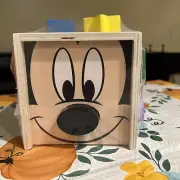 Melissa & Doug Disney Mickey Mouse Wooden Shape Sorting Cube 9 Wooden Shapes New