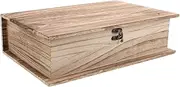 LUOZZY Large Wooden Bible Book Storage Box with Hinged Lid Unfinished Keepsake Case for Jewelry Office Home Decor Gift
