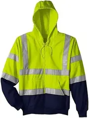 [SMNS] High Visibility Hi Vis Zipper Reflective Tape Hoody Hooded Work wear Security fleece Safety Zip up warm sweatshirt yellow orange yellow/navy orange/navy S to 3XL