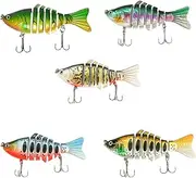 Generic 5 Pieces of Fishing Bait Swimbaits Spinnerbaits Metal Multi -Joint Fishing Bait Hard Bait for Salmon Trout