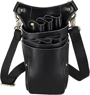 aolaso Hairdressing Scissor Pouch Belt, Real Leather Salon Barber Hairdresser Shears Holster Hair Stylist Tools Bag with Adjustable Belt for Combs, Hair Clip (Black), AOLASO-HAIRDRESSINGBELT-HR2026
