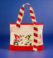 Walt Disney World Parks Chip 'n Dale Elves Holiday Christmas Tote Bag Mickey NWT