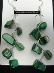 SHELL Earrings Nat baroque abalone dyed shell nuggets pierced dangles FJ008C