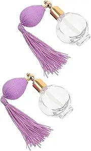 HAKIDZEL 2Pcs Vintage Perfume Atomizer Spray Bottle with Elegant Tassel Refillable Glass Design for Travel Makeup Tool for Body Powder Application Stylish and Reliable