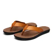 Men PU Leather Thong Sandals Flip Flops Comfort Summer Outdoor Beach Shoes Chic