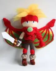 Dart Legend of Dragoon character with wings Chibi Plushie Amigurumi Stuffed Toy