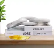 Large Marble Chain Link Decor for Coffee Table or Shelf | Heavyweight White