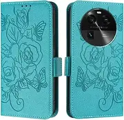 Phone Wallet Case Compatible with Oppo Find X6 PRO 5G Case,Wallet Case Slim PU Leather Phone Flip Folio Case,Shockproof Protective Case with Card Holders+Wrist Strap(Light Blue)