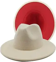 [HEYDHSDC] Fedora Hat Jazz Hats Cowboy Hat for Women and Men Double-Sided Color Cap Red with Black Wool Bowler Hat