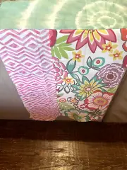 Handmade Sunset Beach 100%Cotton Patchwork quilt top/topper 86x86"