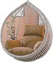 Egg Chair Replacement Cushion, Hanging Swing Cushions for Outdoor Furniture, Hammock Chair Cushion Replacement, Waterproof and Sun-Resistant Egg Chair Pads with Adjustable Pillow Cream