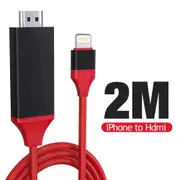Red 2m MFi Certified 8-Pin to HDMI Cable Digital TV AV Adapter For iPhone 14 13 iPad