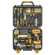 146-Piece Drill Set with 8V Yellow Cordless Drill, Home Tool Kit with Drill