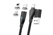 TEGAL USB & Type C 6 in 1 Dual Magnetic Fast Charging Cable Black 3 in 1 2m