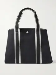 [RUE de VERNEUIL] RUE de VERNEUIL - Cruise Medium Leather- And Webbing-trimmed Canvas Tote - Black - One size One size Black