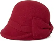 [Comhats] Womens 1920s Vintage Wool Felt Cloche Bucket Bowler Hat Winter Crushable