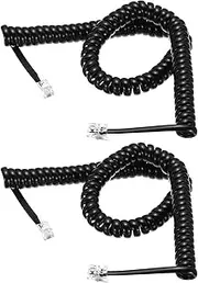 uxcell 2 Pack Phone Cord for Landline, 10ft Uncoiled/1.7ft Coiled RJ9 4P4C Telephone Handset Cord No Tangle Coiled Phone Cable, Black