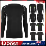 Men Short/Long Sleeve Compression Shirt Base Layer Tight Tops Sports Fitness Gym