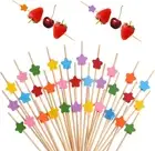 Natural Fancy Toothpicks Cocktail Picks Wooden Ball Bamboo Skewers for Appetizer