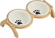 WeiLaiKeQi Portable Pet Feeder with Raised Cat Dishes for Food and Water, cat Footprint