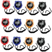 12 Pcs Digital Stopwatch Timer for Sports Multi Function Black Blue Red Orange