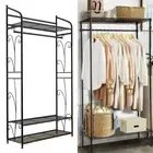 3 Tier Entryway Bedroom Coat Rack Shelf Wire Coat Shelving Stand w/ Hanging Rod