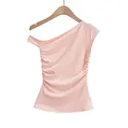 Off Shoulder Plain Top Pink - S
