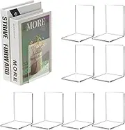 Bookends for Books,8-Pieces Clear Acrylic Ends Book Support Holder | Desktop Shelf Organization Supplies for Study Room, College Dorm, Classroom, Library