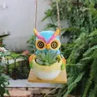 Hanging Flower Pot Decorative Figurine Owl Statue Creative Flowerpot Plant Pot
