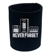 Never Forget Floppy Vhs Tape Retro - Funny Novelty Stubby Holder