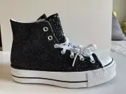 Converse Platform Black w/ Multi Color Glitter High-Top Size 9!!
