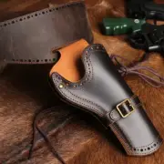 Leather Cowboy Drop Leg Belt Western Revolver Holster w/44 45 Ammo Slot