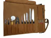 13 Pocket Genuine Leather Lightweight Portable Professional Chef Knife Roll Bag