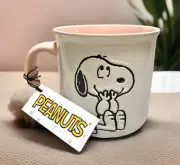 NEW Peanuts "Oopsie" Snoopy & Woodstock 21oz White w/Peach Accents Stoneware Mug