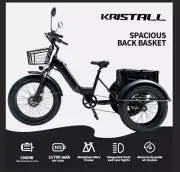 Kristall EX400 1000W 48V 34AH Dual Battery Fat Tire EBike Electric Trike E-Bike