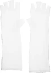 [Kisangel] Half Finger Sunscreen Sleeves Hand Support with Guard Summer Sleeve Cover Arm Light Protective Women Running Biking Shields Key Fingerless Cycling Cloth White
